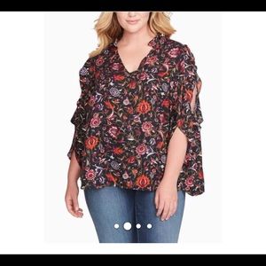 Jessica Simpson Floral Top With Slit Shoulder NWT